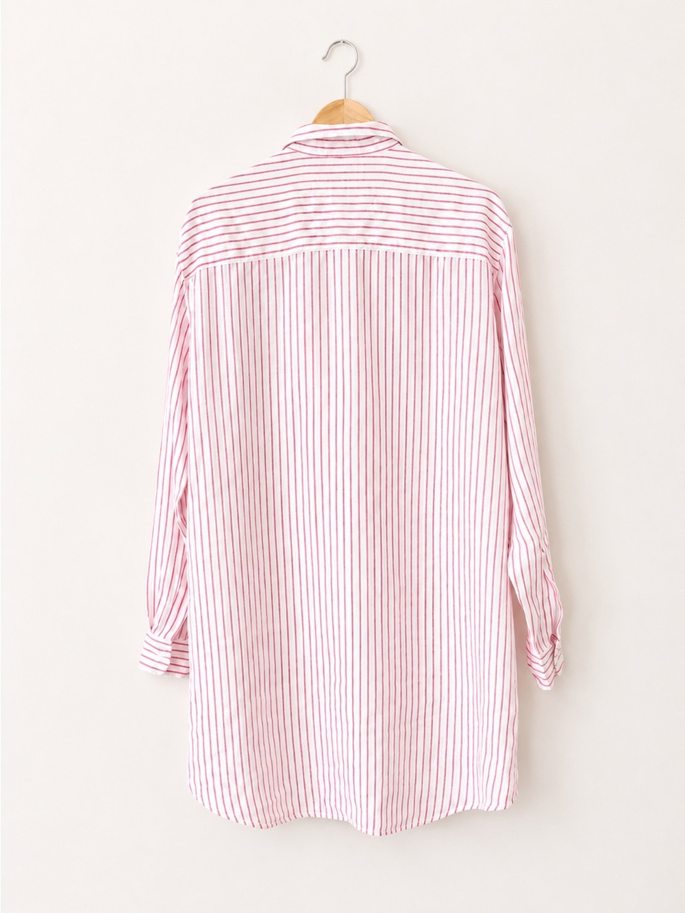Frank & Eileen Mary Pink White Stripe 100% Linen Shirt Dress Tunic Size S - Picture 2 of 3